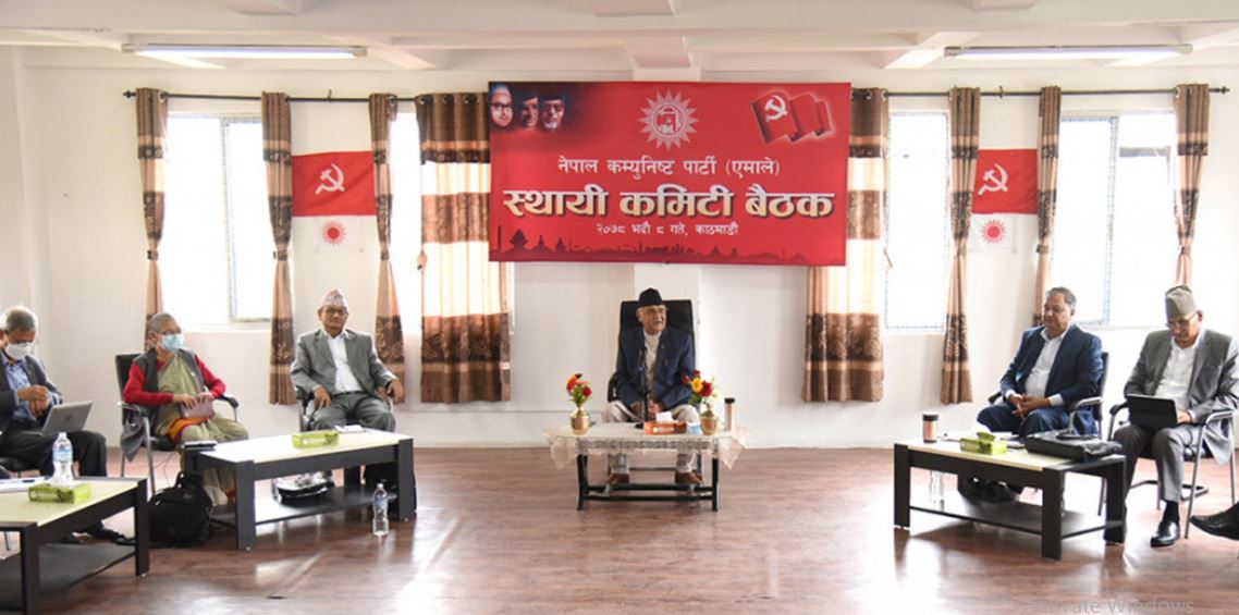 एमाले बैठक : टोलीनेताद्वारा प्रतिवेदनमाथि सुझाव पेस गर्दै